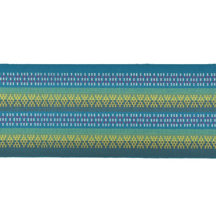 知花花織 半幅帯 青緑×黄｜沖縄の伝統織物 花織 帯 | hanaito